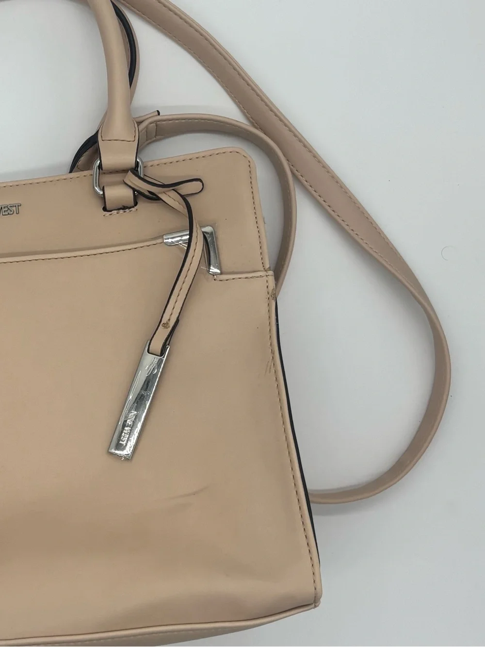Nine West Taupe Satchel with Detachable Strap